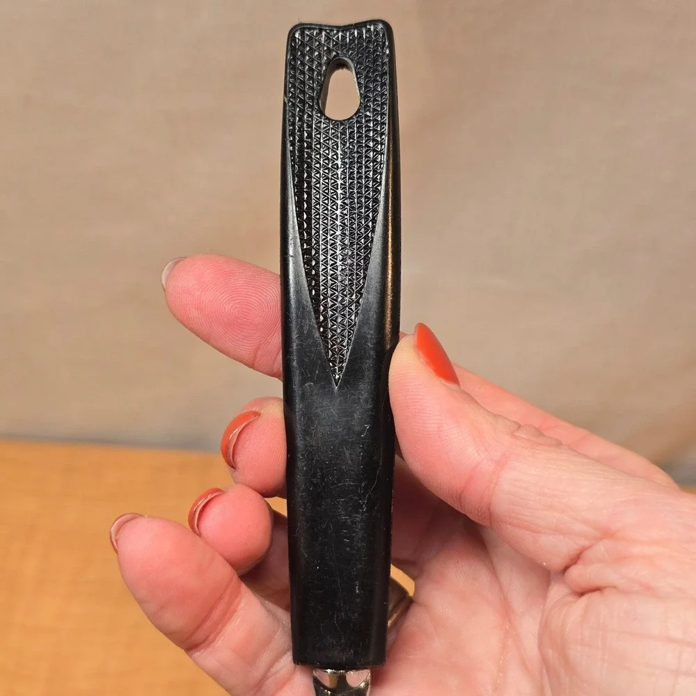 Vintage EKCO Chrome Plated Carving Fork‎ Black Handle Meat Turkey Thanksgiving